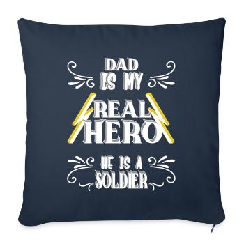 Papa mon vrai héros, soldat, fierté, cadeau, - Coussin et housse de 45 x 45 cm - bleu marine - Devant