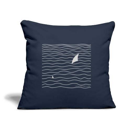 Windsurfer & Shark (white) - Sofa pillow with filling 45cm x 45cm