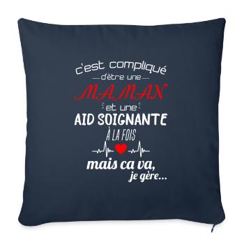 pas parfaite aide-soignante;cadeau aide soignante - Coussin et housse de 45 x 45 cm - bleu marine - Devant