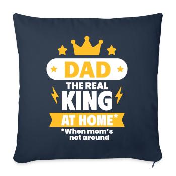 Papa, le vrai roi à la maison - Coussin et housse de 45 x 45 cm - bleu marine - Devant