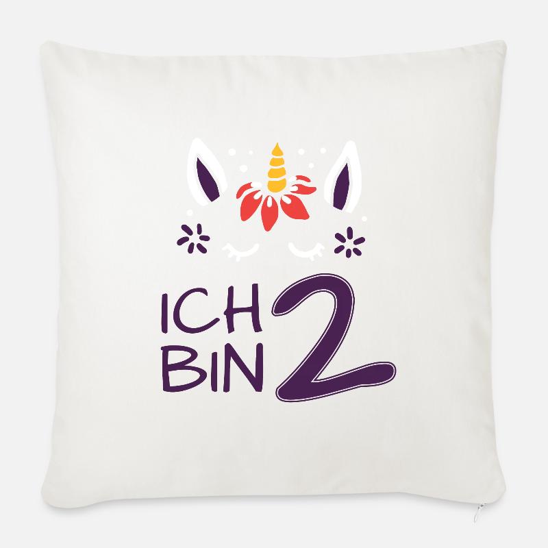 ich bin 2 - Einhorn - Geburtstag - Mädchen - Sofakissen mit Füllung 45 x 45 cm - Naturweiß 