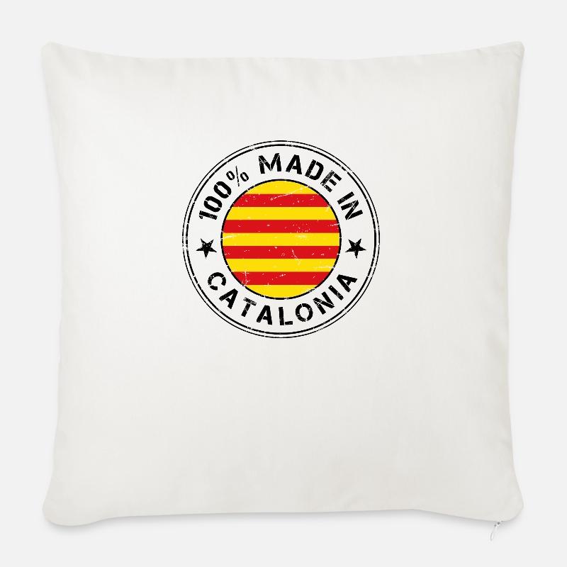 Fabriqué en Catalogne drapeau catalan drapeau - Coussin et housse de 45 x 45 cm - blanc nature