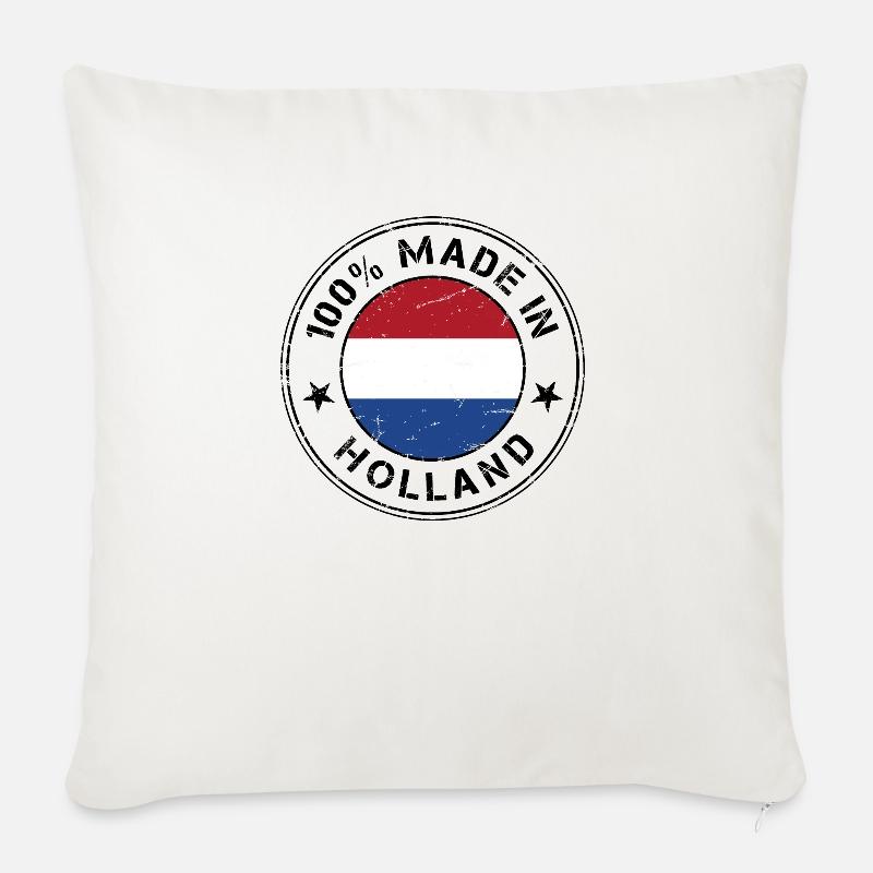 Hollande Pays-Bas Drapeau Drapeau Timbre - Coussin et housse de 45 x 45 cm - blanc nature