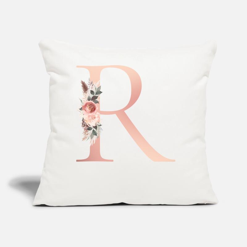 Customizable Monogram R Flowers Boho Sofa pillow with filling 45cm x 45cm