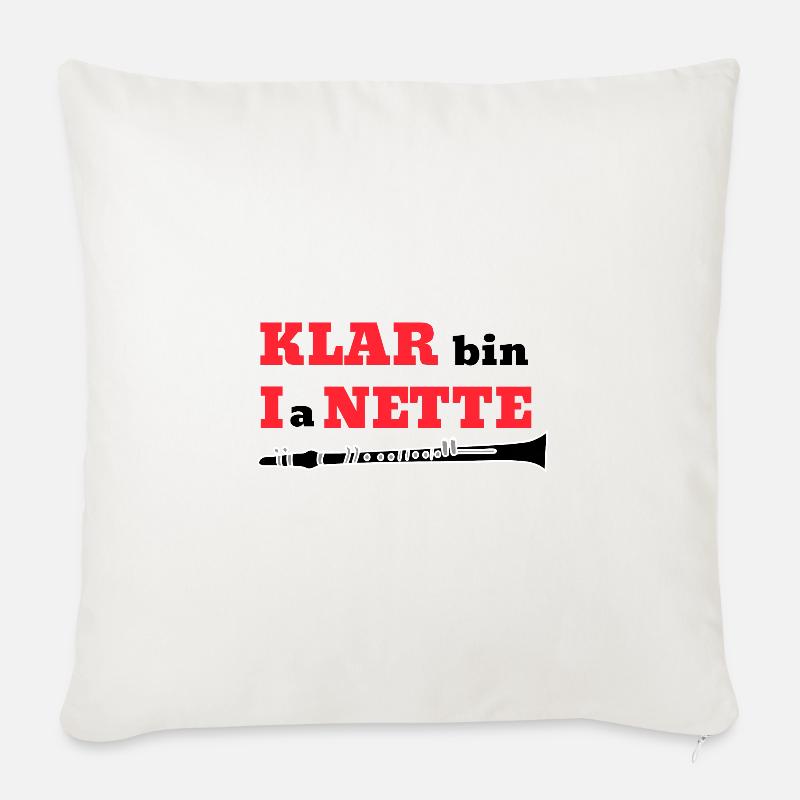 KLAR bin I a NETTE Klarinette Wortspiel - Sofakissen mit Füllung 45 x 45 cm - Naturweiß