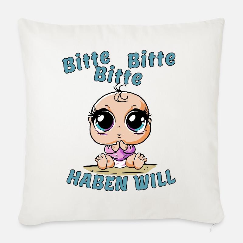 Bitte bitte bitte---haben will - Sofakissen mit Füllung 45 x 45 cm - Naturweiß 