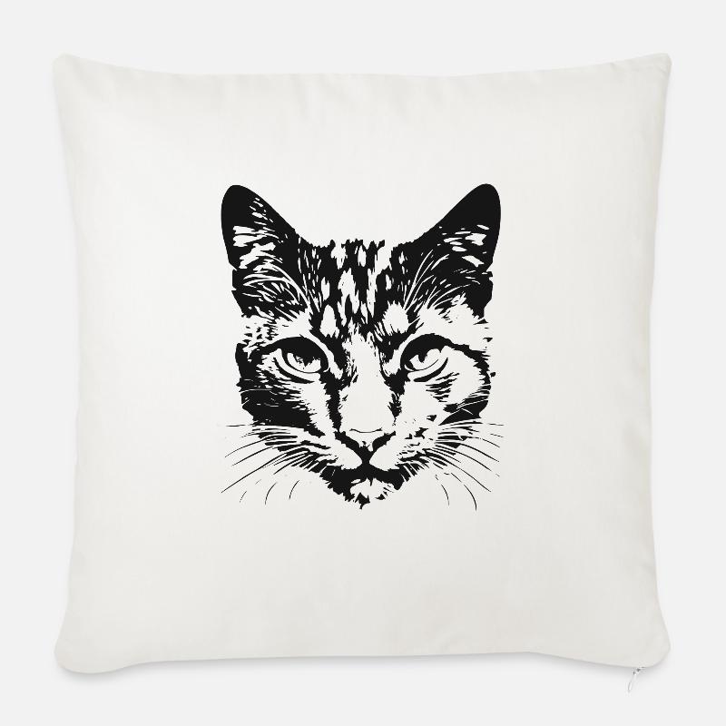 Chat 6 - Coussin et housse de 45 x 45 cm - blanc nature