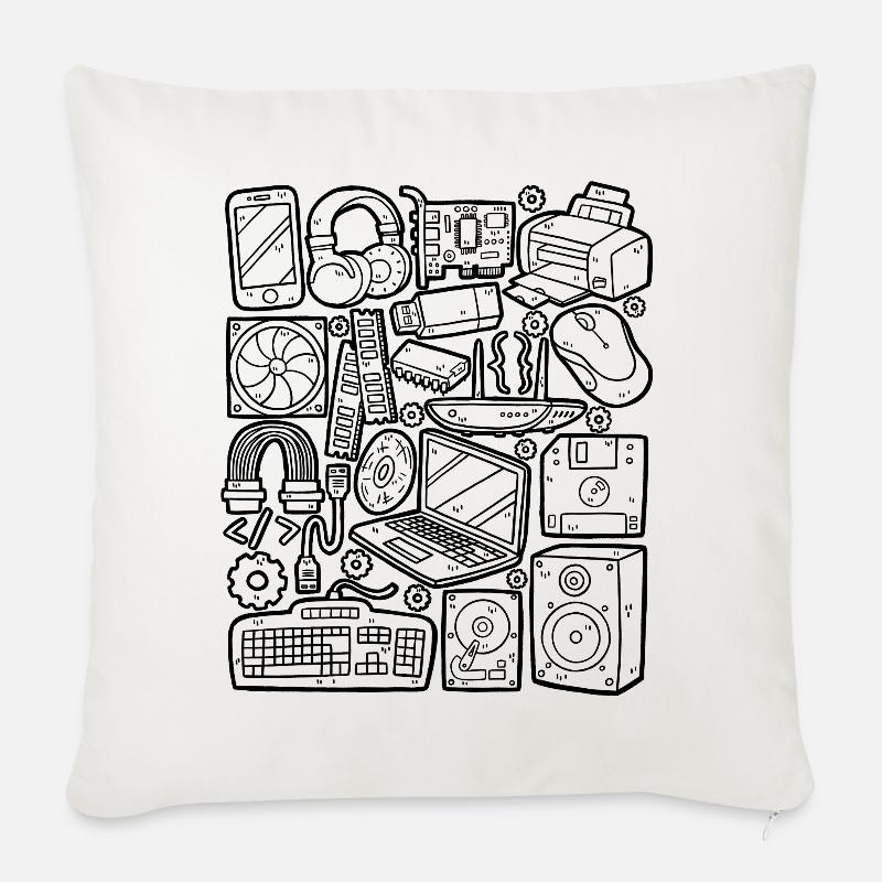 Computer - Sofakissen mit Füllung 45 x 45 cm - Naturweiß 