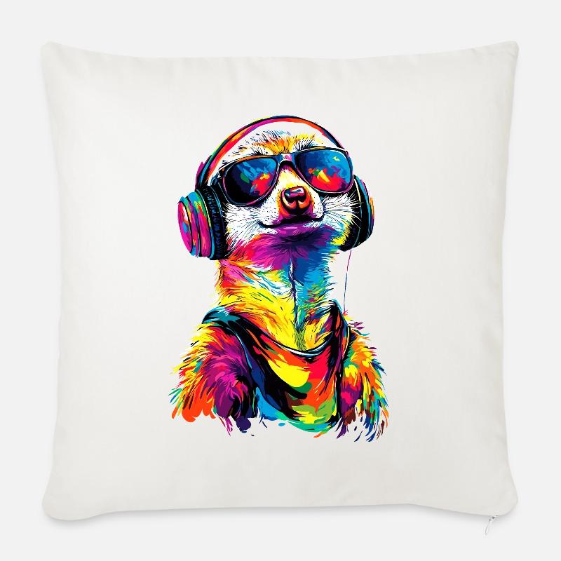 Erdmännchen Sonnenbrille Bunt Süßes Erdmännchen - Sofakissen mit Füllung 45 x 45 cm - Naturweiß 