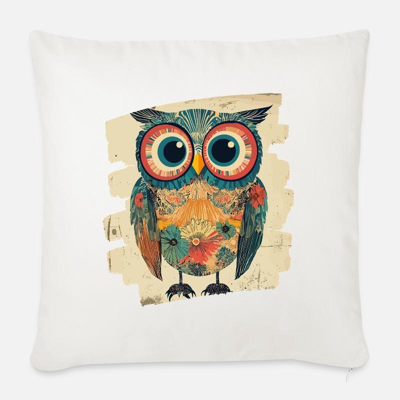 Eule - Sofakissen mit Füllung 45 x 45 cm - Naturweiß 