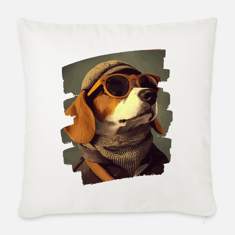 Beagle - Sofakissen mit Füllung 45 x 45 cm - Naturweiß 