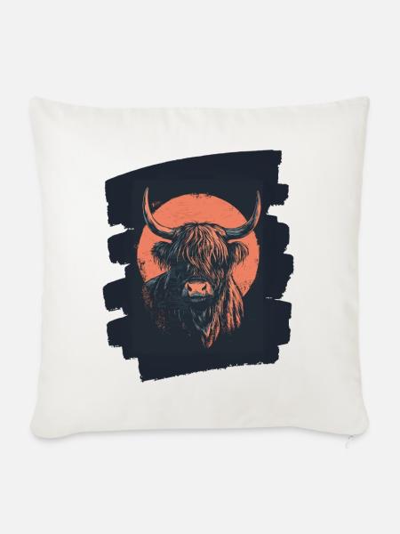 Schottisches Hochlandrind - Sofakissen mit Füllung 45 x 45 cm - Naturweiß 