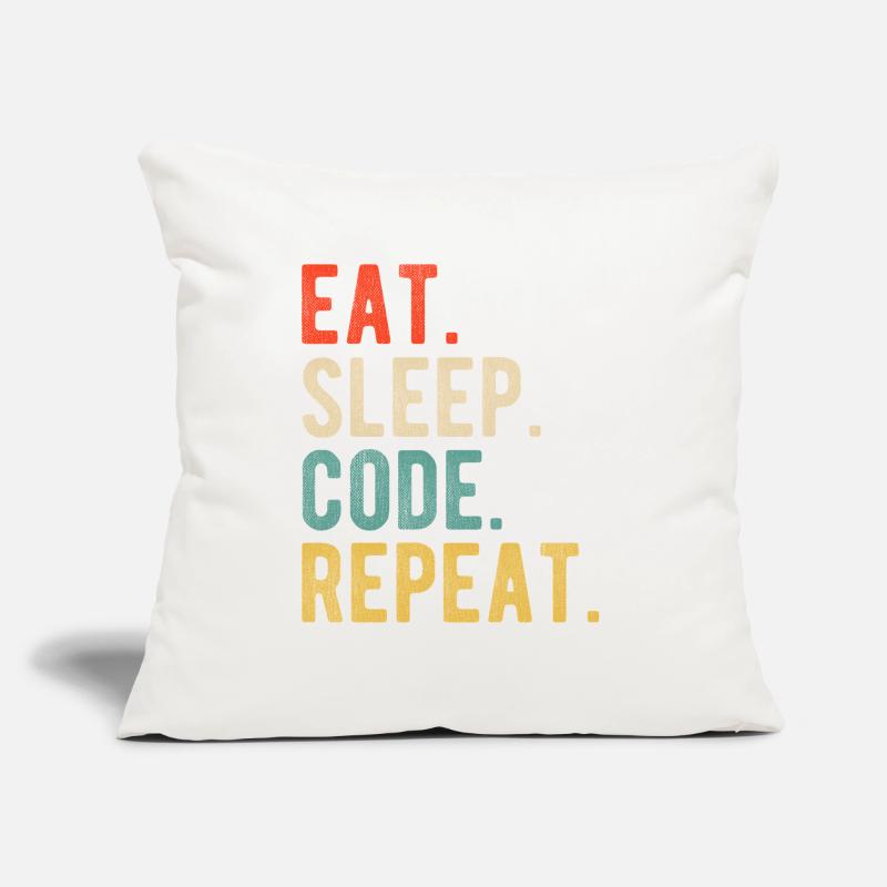 Eat Sleep Code Repeat Programmierer Nerd Retro Sofakissen mit Füllung 45 x 45 cm