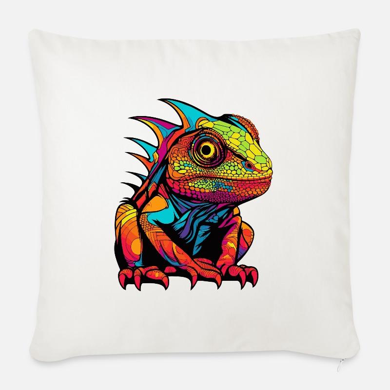 Leguan Comic Tier - Sofakissen mit Füllung 45 x 45 cm - Naturweiß 