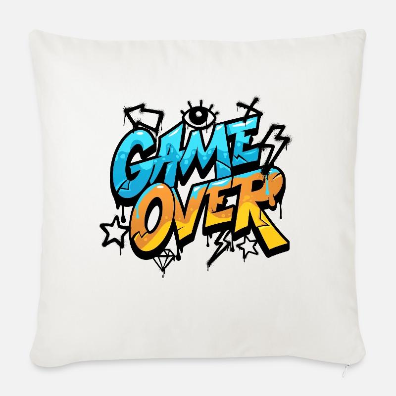 Game Over Graffiti Neon - Sofakissen mit Füllung 45 x 45 cm - Naturweiß 