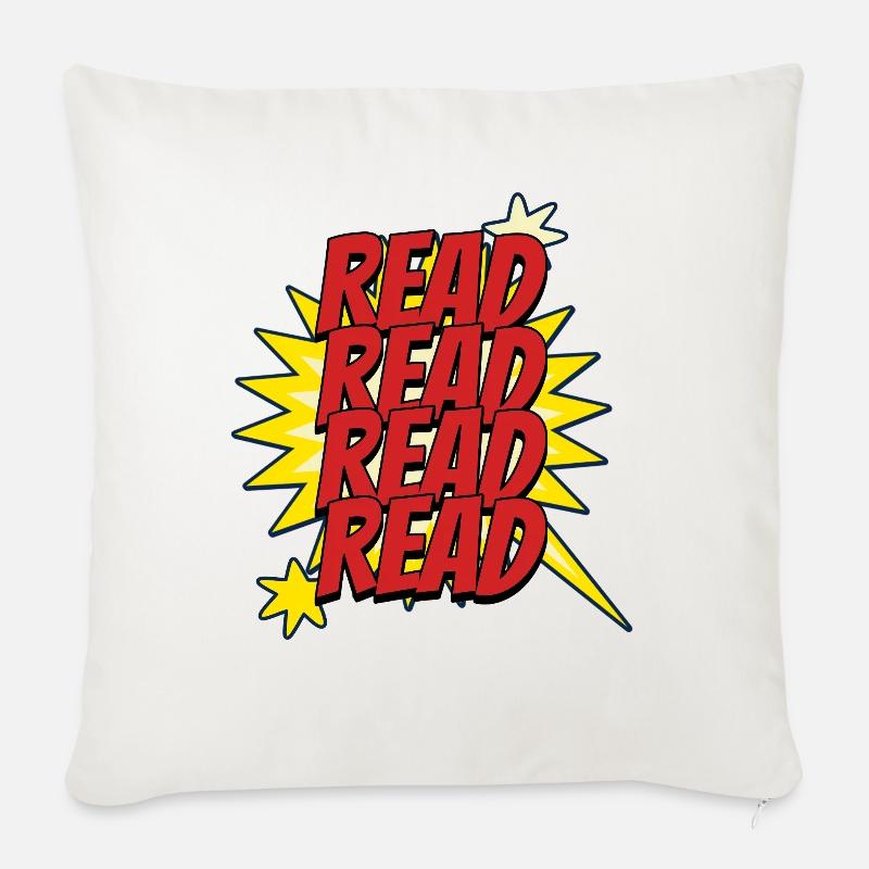 Lire Design - Look Super-héros de comics - Coussin et housse de 45 x 45 cm - blanc nature