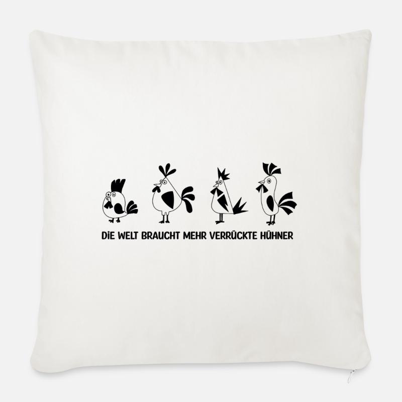  Hühner Spruch - Sofakissen mit Füllung 45 x 45 cm - Naturweiß 