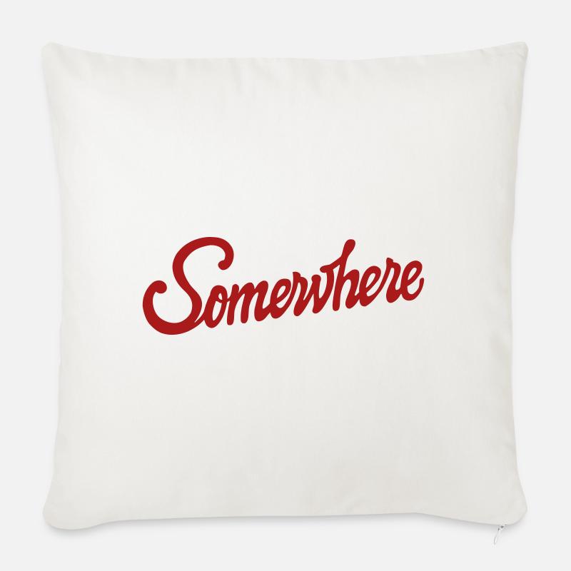 Quelque part Calligraphie Conception de Lettrage à la Main - Coussin et housse de 45 x 45 cm - blanc nature