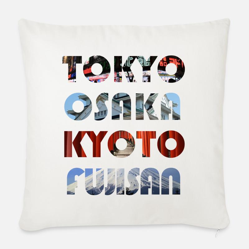 Japan's Metropolen - Sofakissen mit Füllung 45 x 45 cm - Naturweiß 
