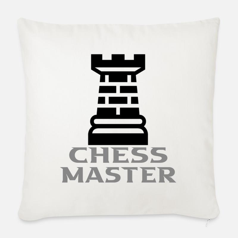 Échecs - Coussin et housse de 45 x 45 cm - blanc nature