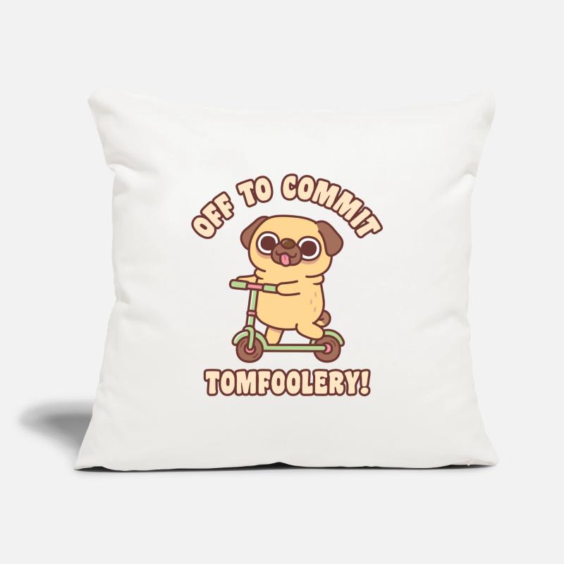 Cute Pug On Kick Scooter Off To Commit Tomfoolery Sofa pillow with filling 45cm x 45cm