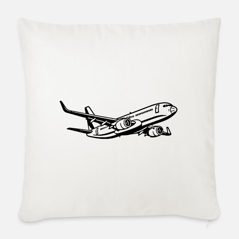Flugzeug - Sofakissen mit Füllung 45 x 45 cm - Naturweiß 