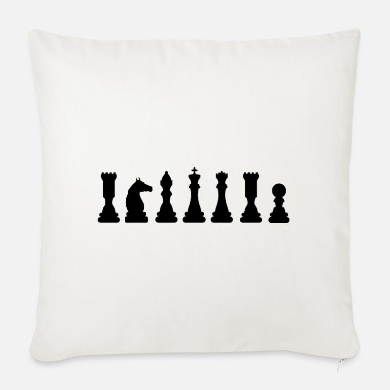 Échecs - Coussin et housse de 45 x 45 cm - blanc nature