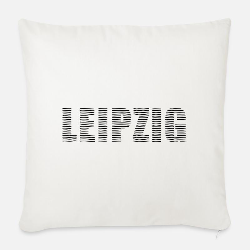 Leipzig Linienschrift - Sofakissen mit Füllung 45 x 45 cm - Naturweiß 