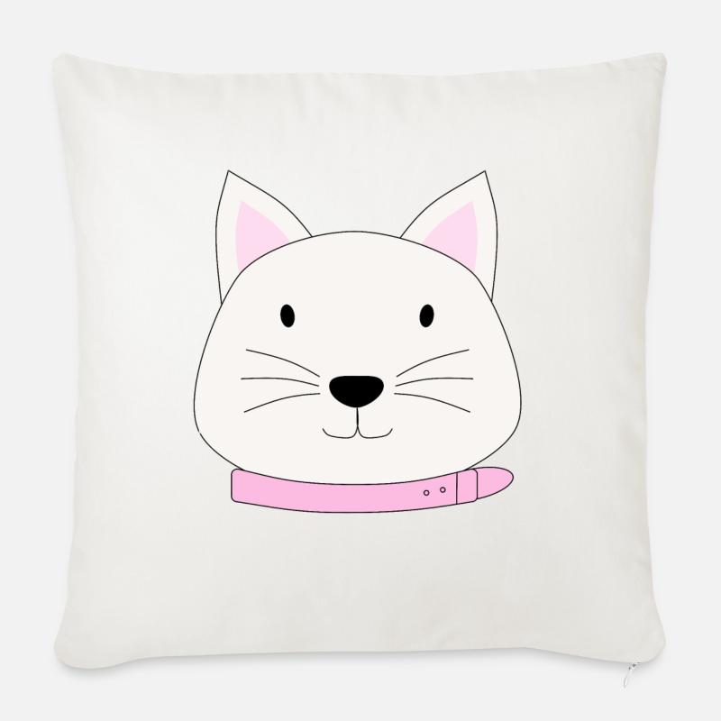 Kleine Katze - Sofakissen mit Füllung 45 x 45 cm - Naturweiß 