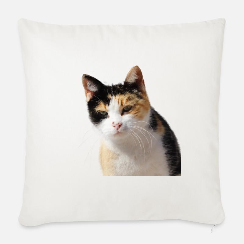 Katze - Sofakissen mit Füllung 45 x 45 cm - Naturweiß 
