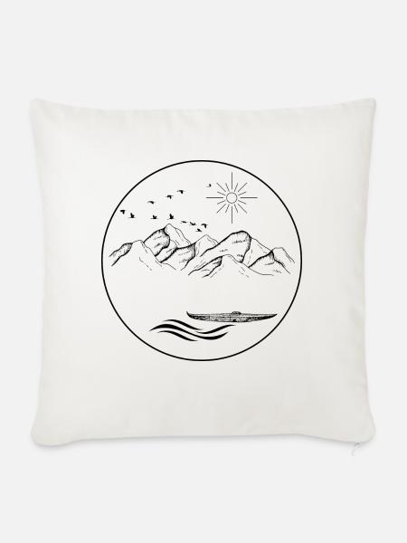 Der See am Berg - Sofakissen mit Füllung 45 x 45 cm - Naturweiß 
