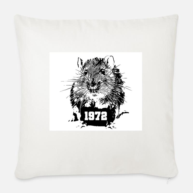 Ratte 1972 - Sofakissen mit Füllung 45 x 45 cm - Naturweiß 