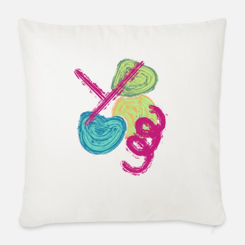 Fantaisie à main levée - Coussin et housse de 45 x 45 cm - blanc nature