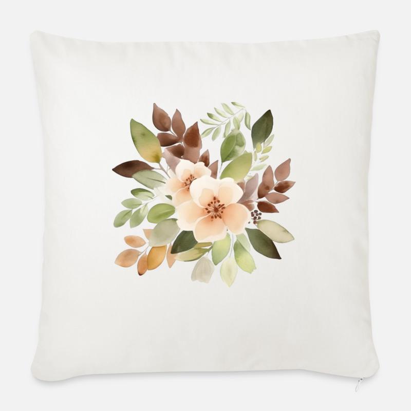 Wunderschöne Blumen im Boho Stil - Sofakissen mit Füllung 45 x 45 cm - Naturweiß 