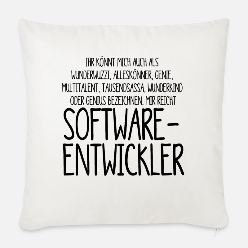 Softwareentwickler – ein Alleskönner, Genie - Sofakissen mit Füllung 45 x 45 cm - Naturweiß