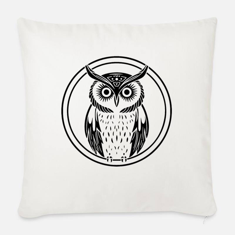 Eule Eulen Vogel Vögel - Sofakissen mit Füllung 45 x 45 cm - Naturweiß 