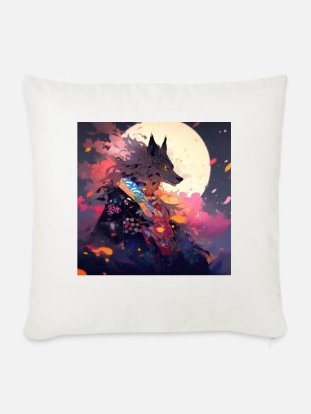 fire wolf - Sofakissen mit Füllung 45 x 45 cm - Naturweiß