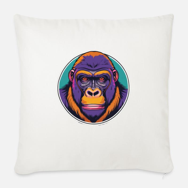 Gorille - Coussin et housse de 45 x 45 cm - blanc nature