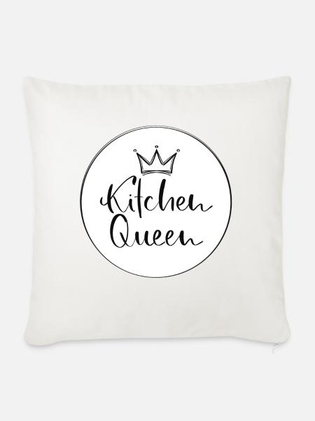 Kitchen Queen - Küchenschürze - Sofakissen mit Füllung 45 x 45 cm - Naturweiß 