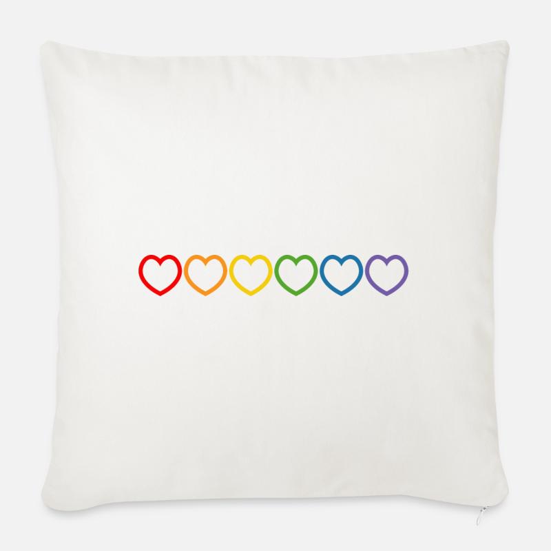 Regenbogenherzchen outline - Sofakissen mit Füllung 45 x 45 cm - Naturweiß 
