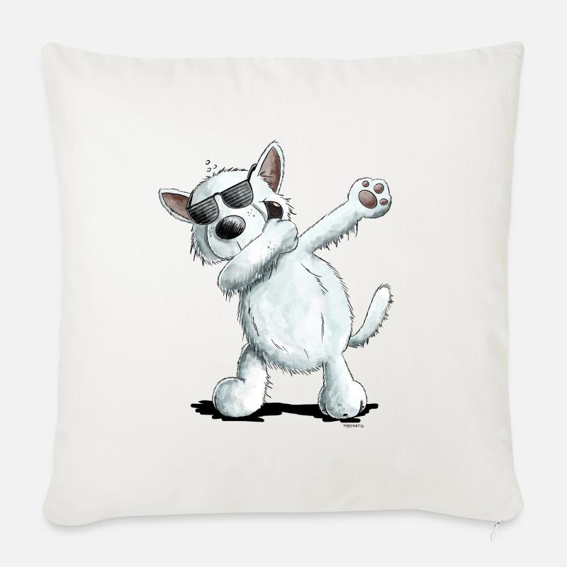 Dab Dance Deutscher Weißer Schäferhund I Schweizer - Sofakissen mit Füllung 45 x 45 cm - Naturweiß 