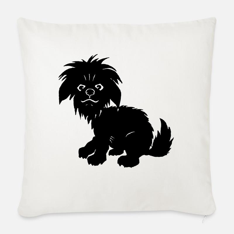 chien noir - Coussin et housse de 45 x 45 cm - blanc nature
