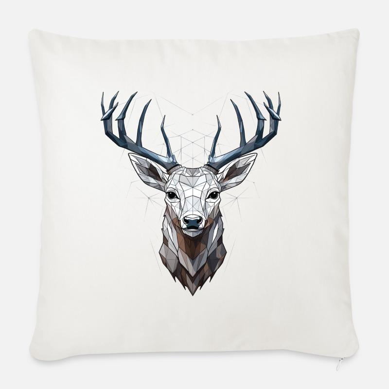 Hirsch Geometrisch - Sofakissen mit Füllung 45 x 45 cm - Naturweiß 