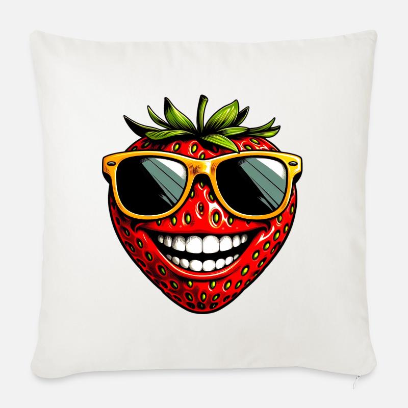 Erdbeeren Erdbeeren - Sofakissen mit Füllung 45 x 45 cm - Naturweiß