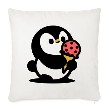 Petit manchot avec de la glace - Coussin et housse de 45 x 45 cm - blanc nature - Devant