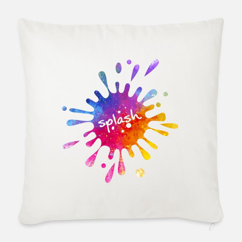 Splash - bunter Farbklecks - Sofakissen mit Füllung 45 x 45 cm - Naturweiß 