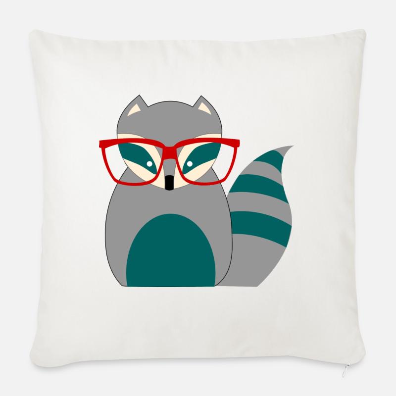 Waschbär Nerd - Sofakissen mit Füllung 45 x 45 cm - Naturweiß 