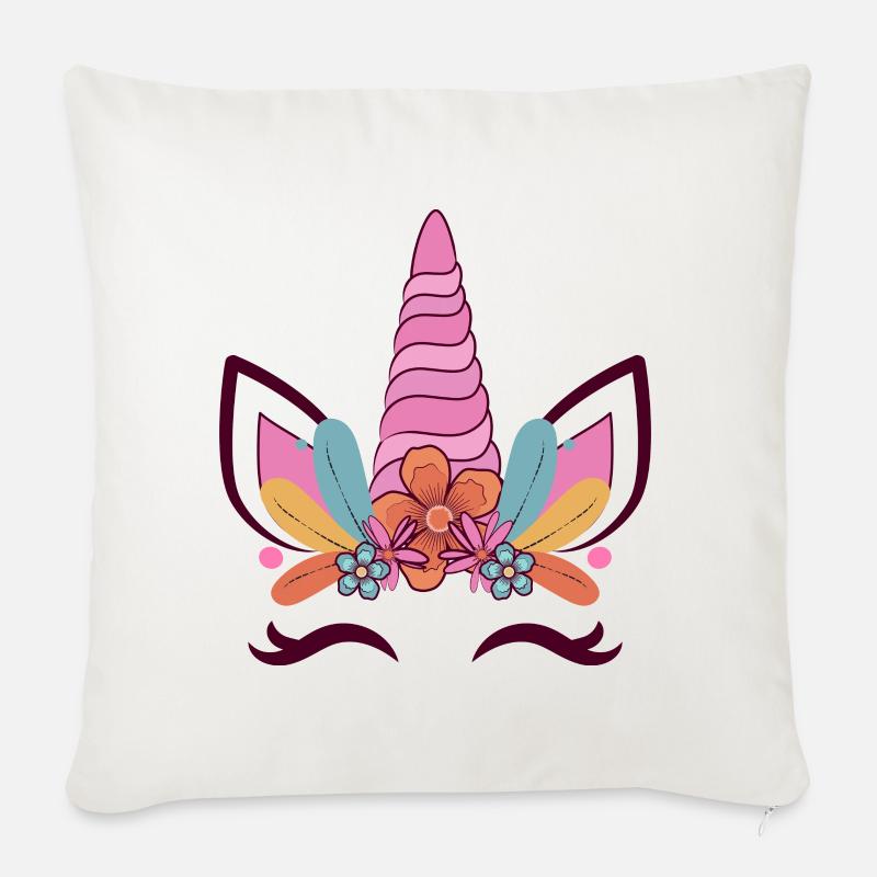 Licorne - Coussin et housse de 45 x 45 cm - blanc nature
