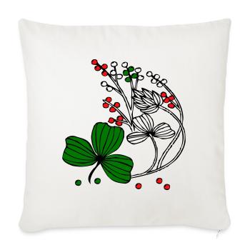 Fleurs sauvages aux baies rouges et vertes - Coussin et housse de 45 x 45 cm - blanc nature - Devant