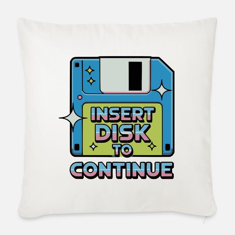 Y2K Retro – Insert Disk to Continue - Sofakissen mit Füllung 45 x 45 cm - Naturweiß